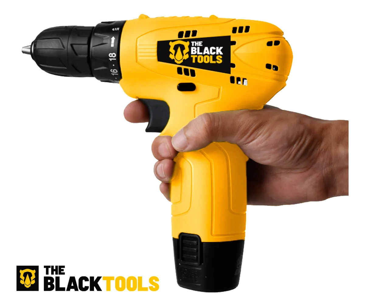 Parafusadeira Furadeira The Black Tools TB12A 3/8 a Bateria Cor Amarelo Frequência 60Hz - Imagem 2