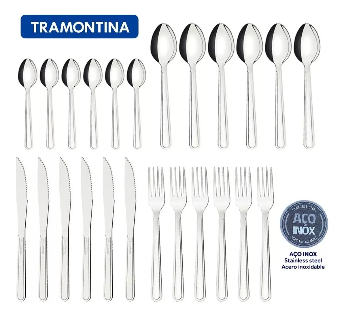 Faqueiro Tramontina Búzios Em Aço Inox Com Detalhe 24 Peças - Imagem 2