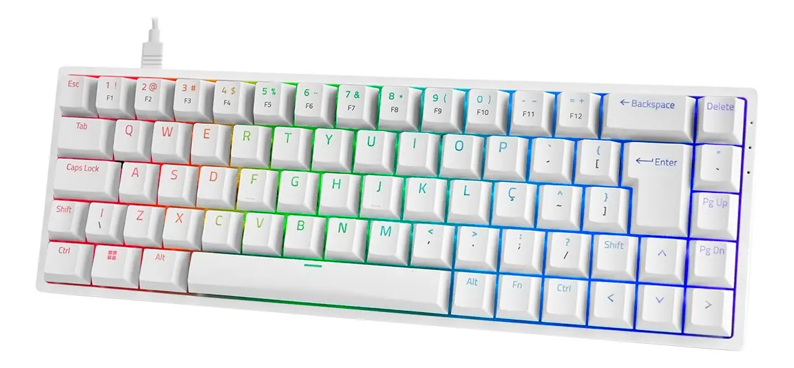 Teclado Mecânico Akko 3068S — branco, switch laranja