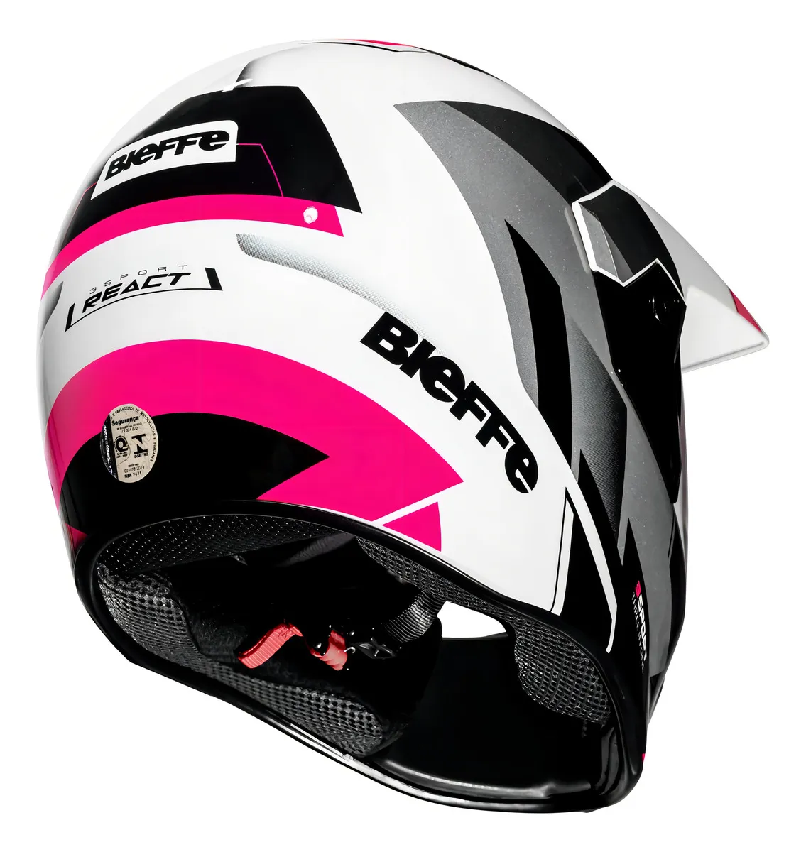 Capacete para moto integral Bieffe 3 Sport branco e rosa brilhante react tamanho 60 - Imagem 2