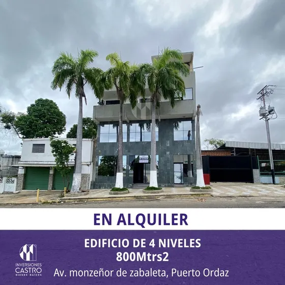 En Alquiler: Edificio Comercial Y Residencial De 800m2 Distribuido En 4 Niveles. Incluye Apartamento Listo Para Habitar.  Av. Monseñor De Zabaleta, Puerto Ordaz