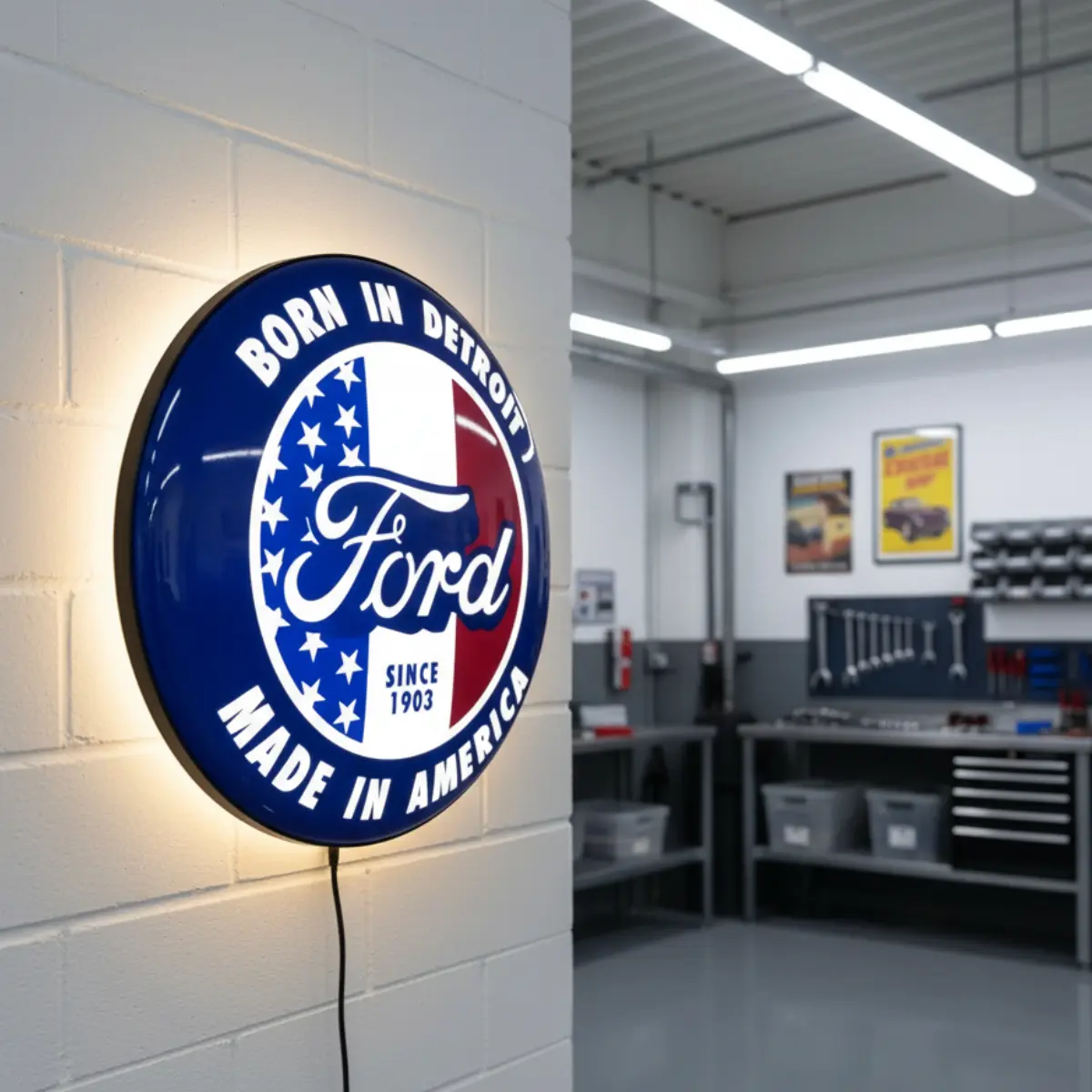 Placa Luminosa Ford Detroit 40cm