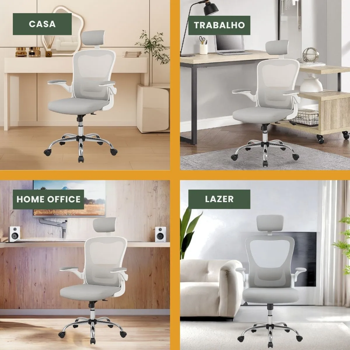 Cadeira De Escritório Ergonômica Giratória Boston G100 Com Estofado Mesh Luvinco Com Ajuste Lombar - Imagem 2