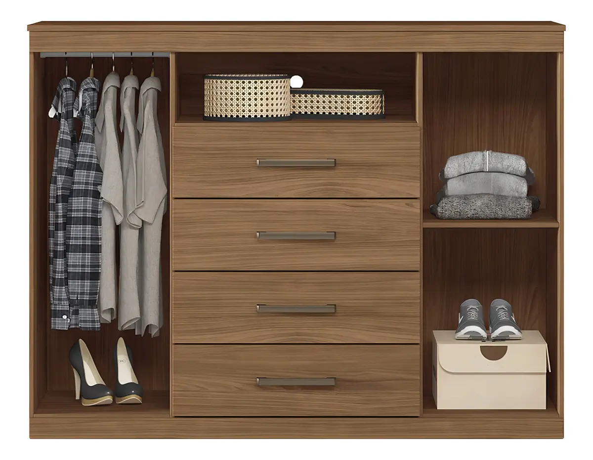Cômoda Para Quarto 2 Portas 4 Gavetas 1 Nicho Master - Imagem 2