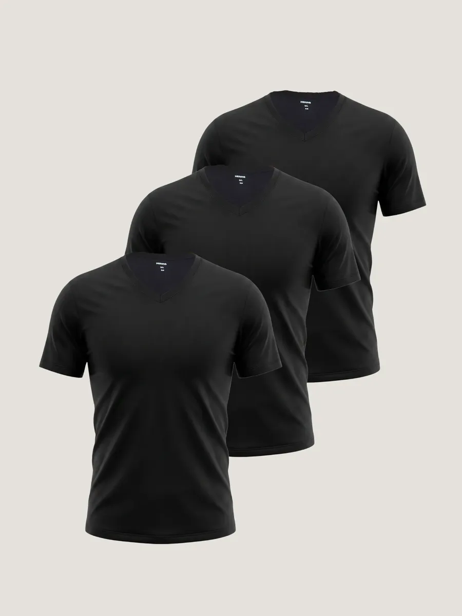 Kit Com 3 Camisetas Masculinas Slim Gola V Hering