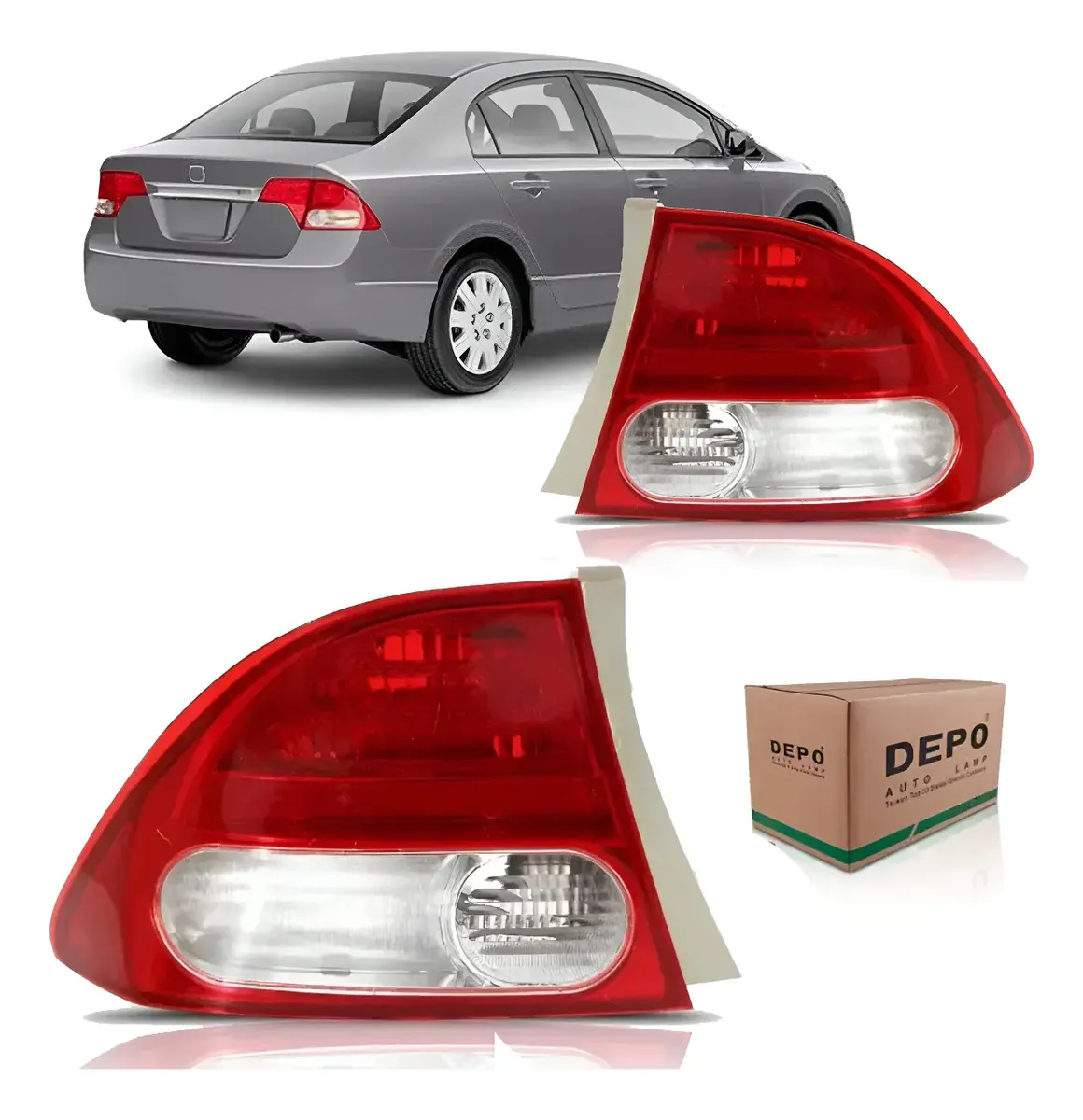 Par Lanterna New Civic 2007 2008 2009 2010 2011 Canto Depo Ambos Lados Vermelho Cristal