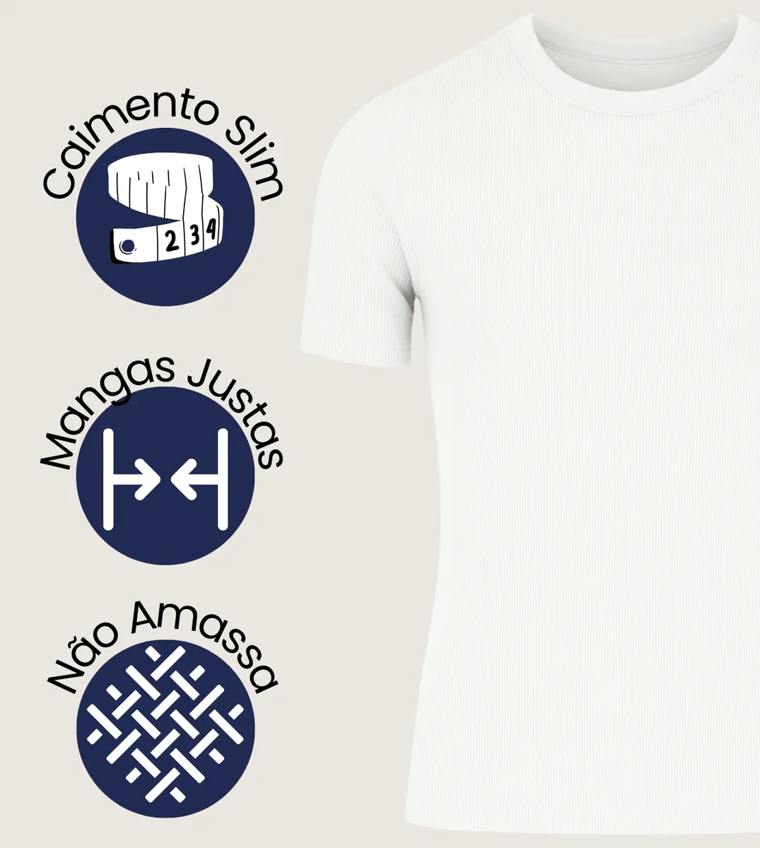 Kit 2 Camiseta Americana Canelada Ribana Algodão Justa Slim