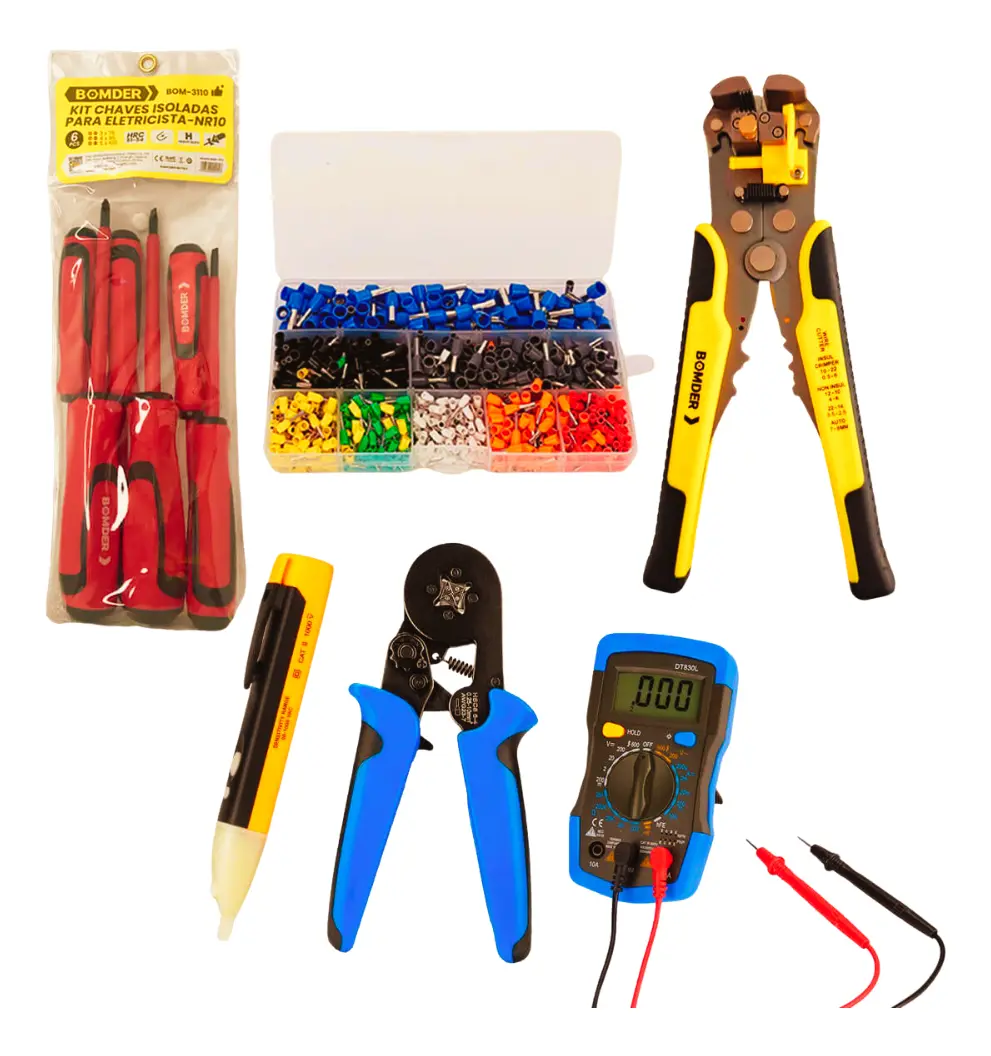 Kit Eletrica Equipamentos Eletricista Profissional Completo