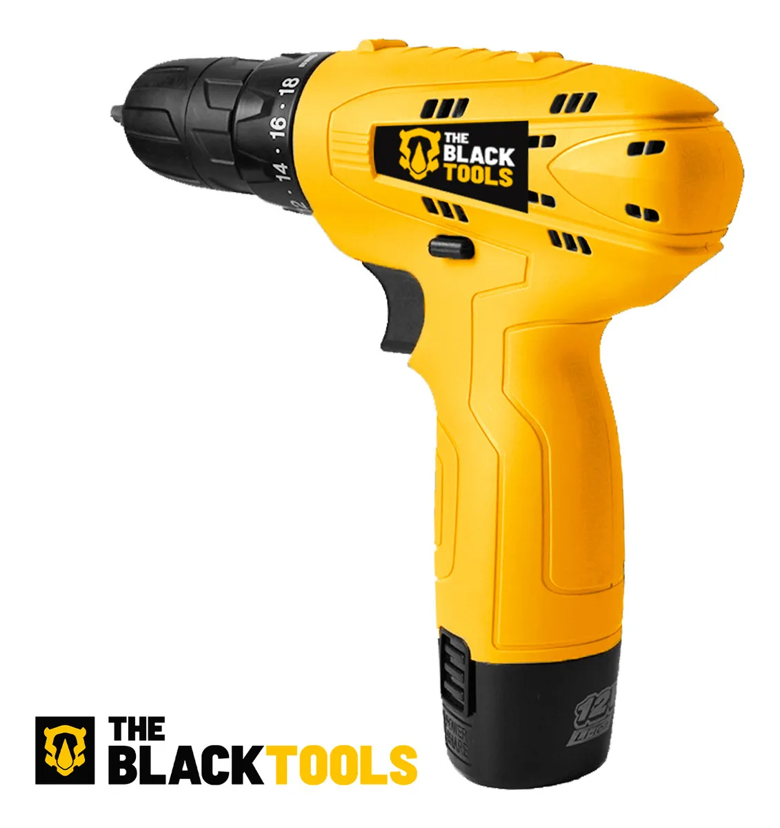 Parafusadeira Furadeira The Black Tools TB12A 3/8 a Bateria Cor Amarelo Frequência 60Hz - Imagem 3