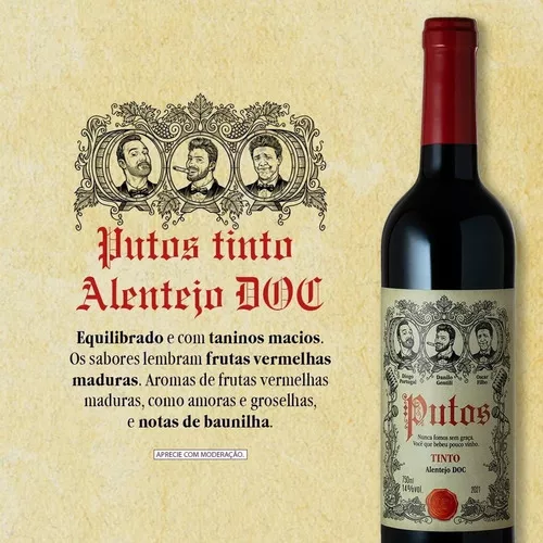 Imagem para Vinho Português Putos Tinto Carmim Alentejo 750 Ml