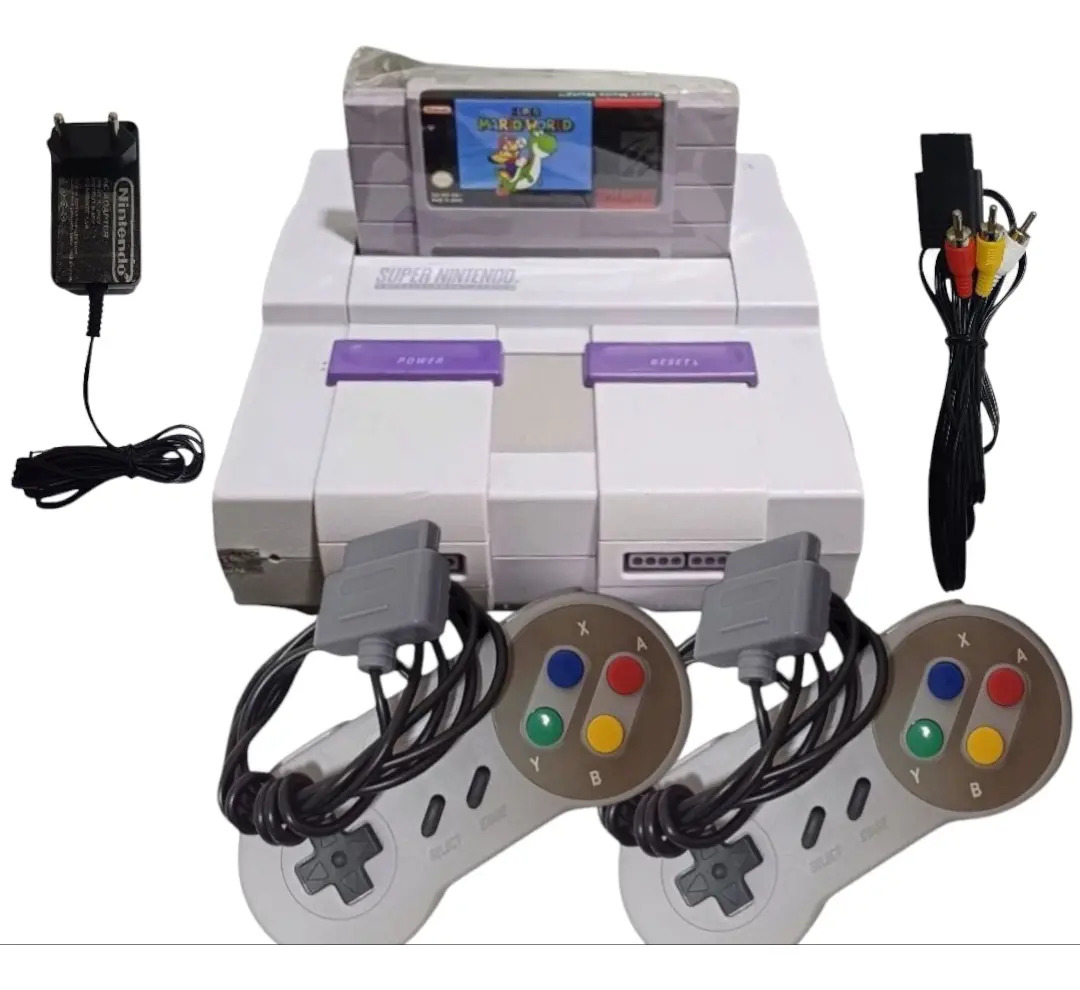 Super Nintendo Fat original completo com Super Mario World