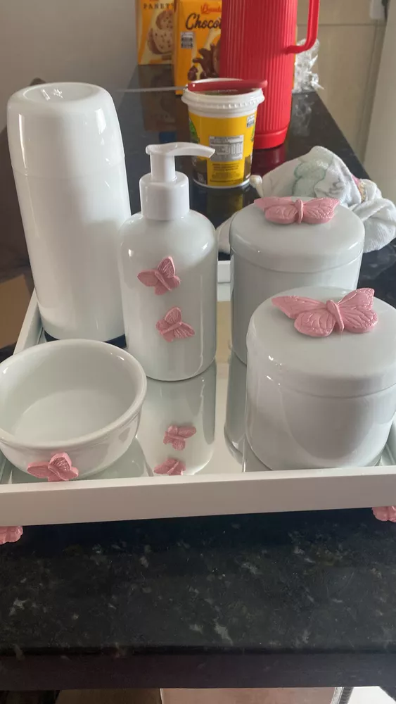 Kit Higiene Bebê Promoção Borboletas Porcelanas Mini Térmica