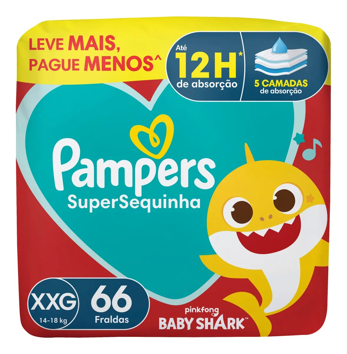 Fralda Descartável Pampers Supersequinha Tamanho XXG 66 Unidade