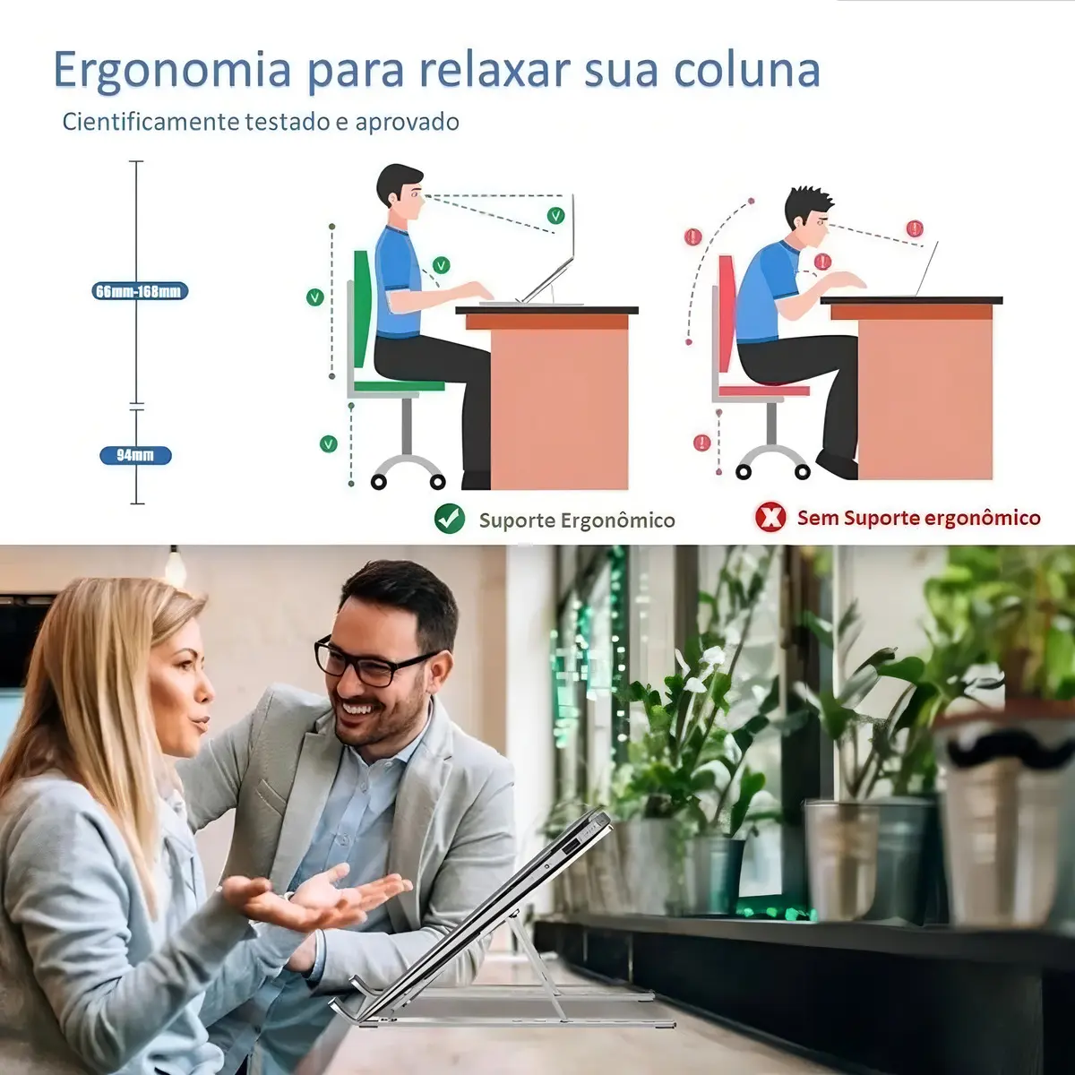 Base Suporte Para PC Notebook Alumínio Portátil Articulado Dobrável Tablet Laptop Mesa Davely Cor Prateado