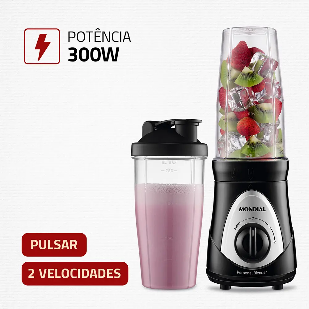 Personal Blender, Mondial, Preto/prata, 300W DG-01 - Imagem 2