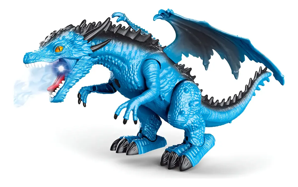 Dragão De Controle Remoto Com Fumaça E Som Azul Replay Kids