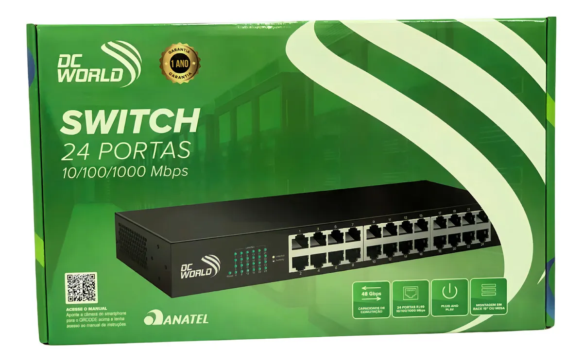 Switch Gigabit Link+ 24 Portas 10/100/1000 Mbps Comutação 48gbps Rack