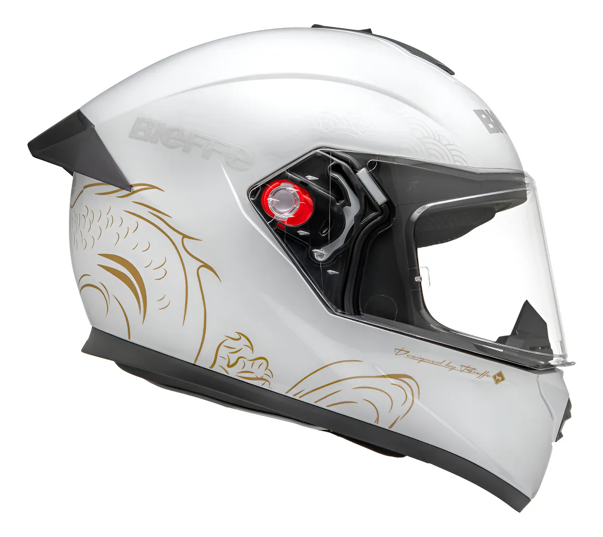 Capacete Moto Fechado Bieffe B12 Imperium Cor Branco Perolado Com Dourado Tamanho Do Capacete 56
