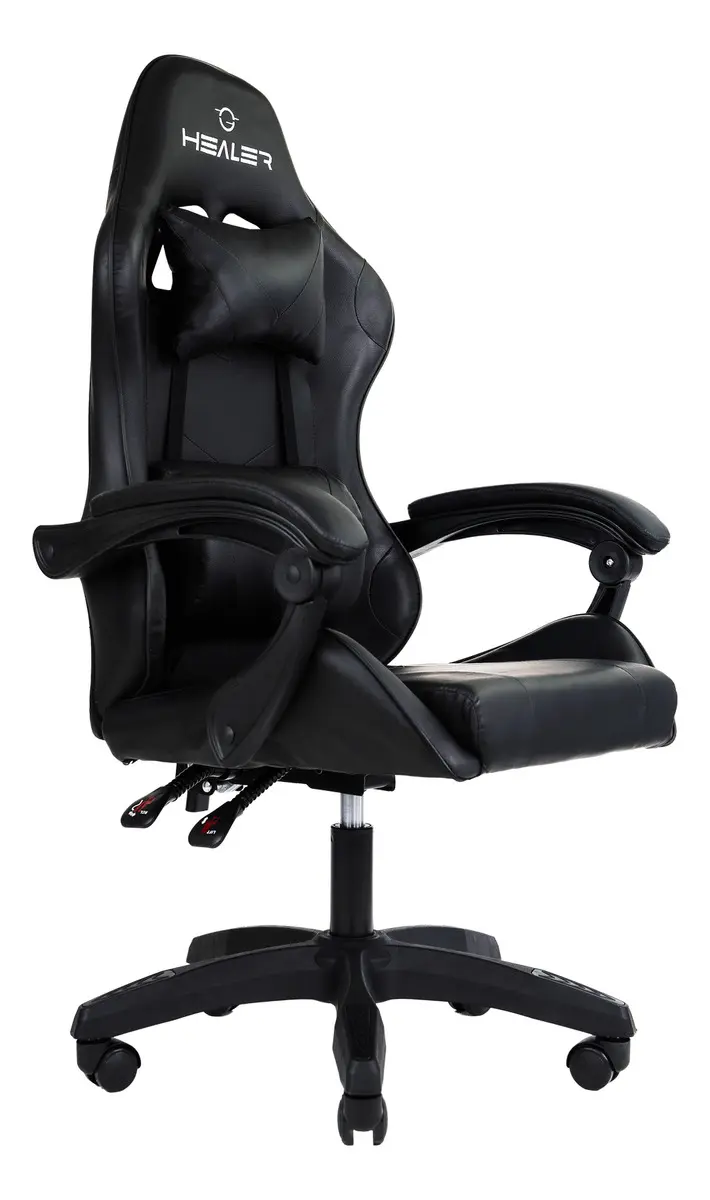 Cadeira Gamer Wells Preta Healer Preto Couro Sintético