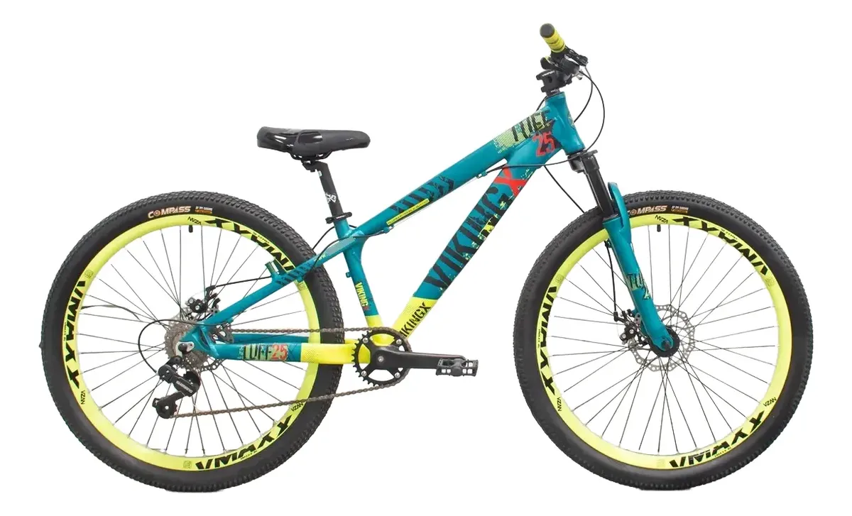 Bicicleta Bmx Jump Vikingx Tuff 25 7vel. Verde-negro-amarillo 26