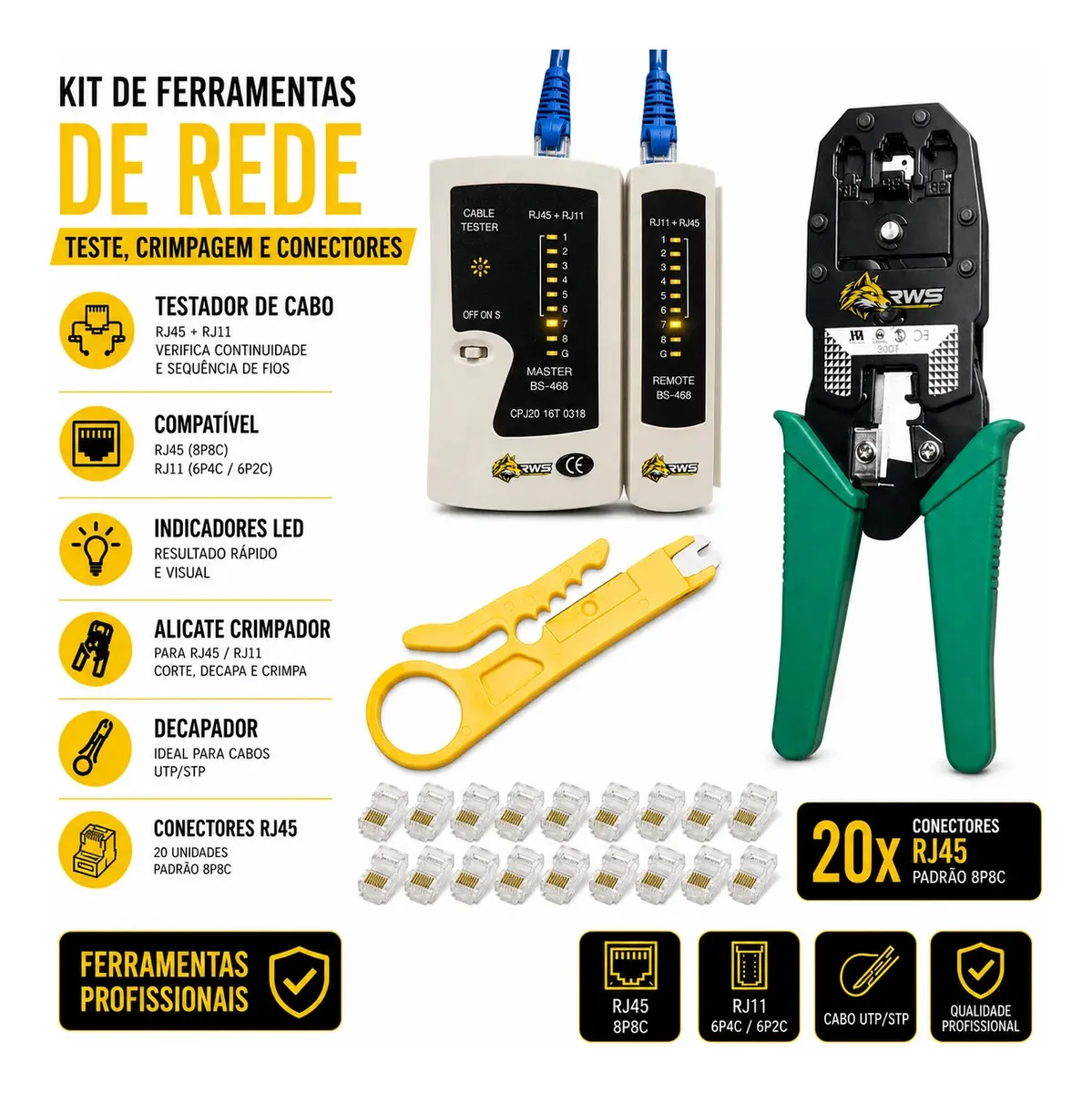 Testador de Cabo de Rede RWS Imports