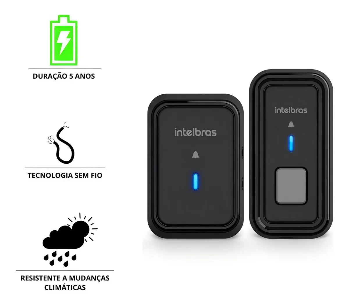 Campainha sem fio intelbras cib 101s com bateria cor preta — foto 4