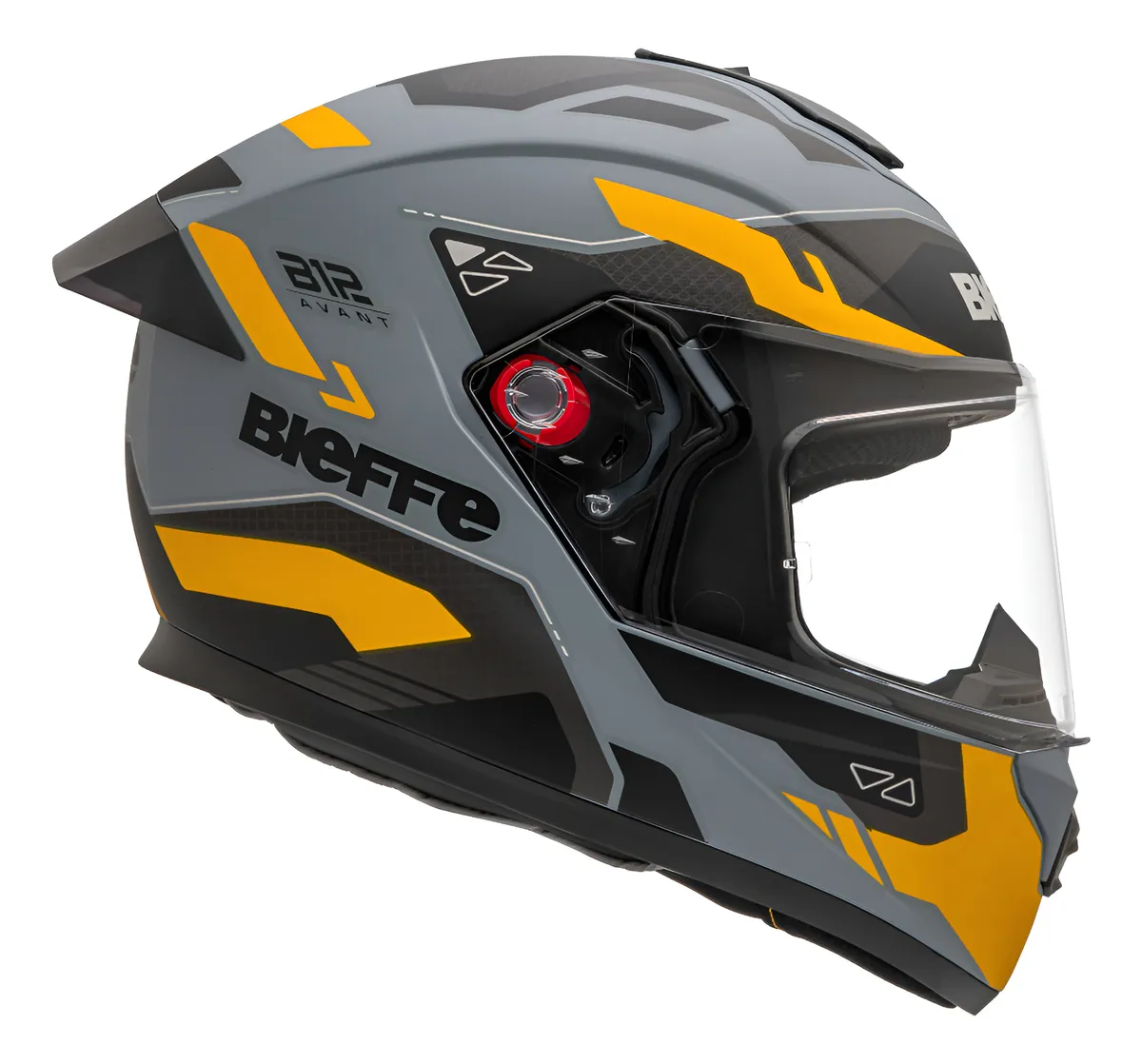 Capacete Bieffe B-12 Avant Cinza Moon Fosco Amarelo - Imagem 2
