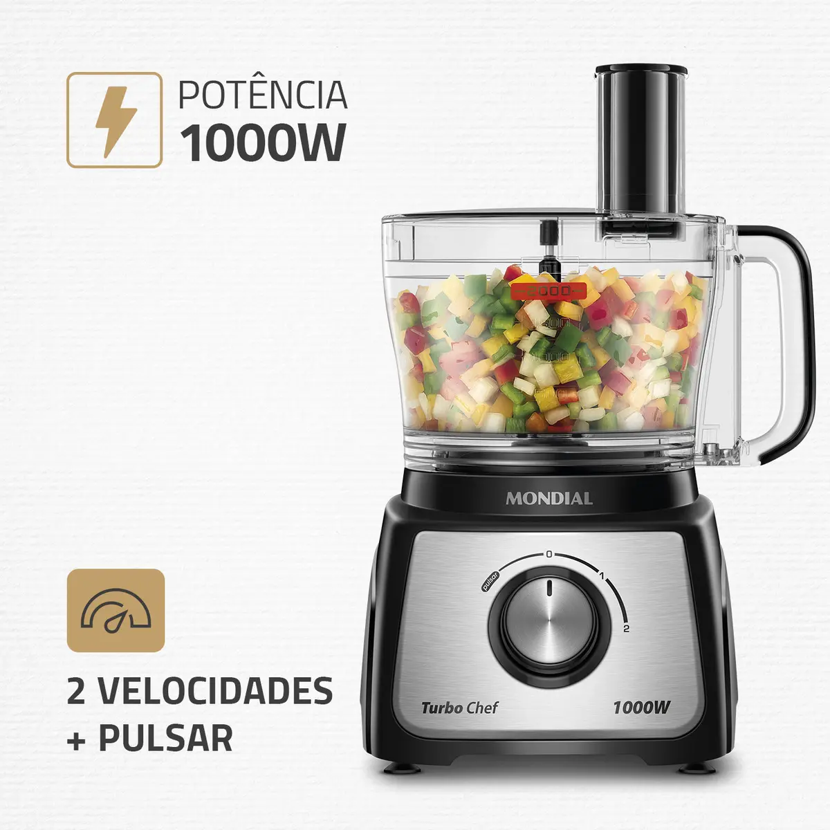 Multiprocessador Turbo Chef 5 Em 1 Mondial 1000W MPN-01-B - Imagem 2