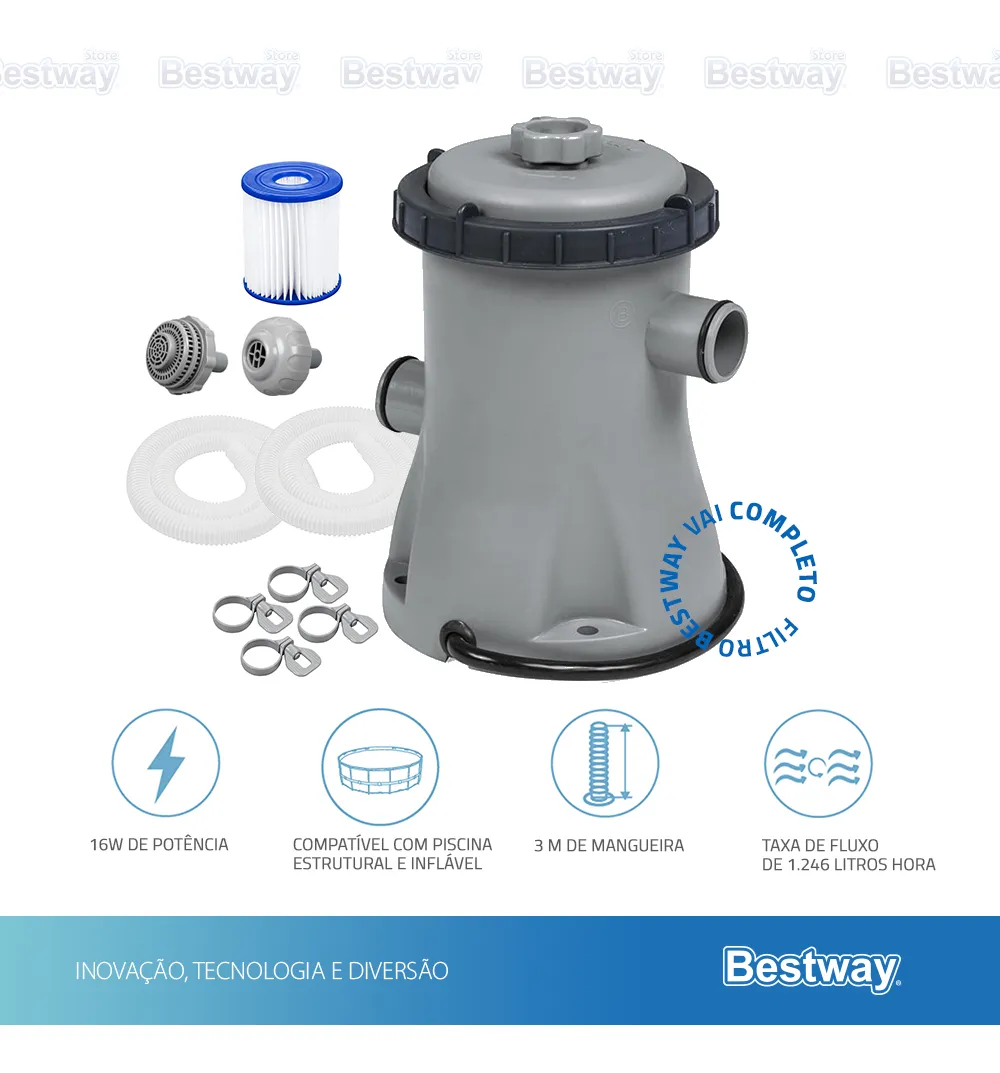 Piscina Estrutural 4.678l Deluxe Completa Acessórios Bestway Cor Marrom Bomba 110v - Imagem 3