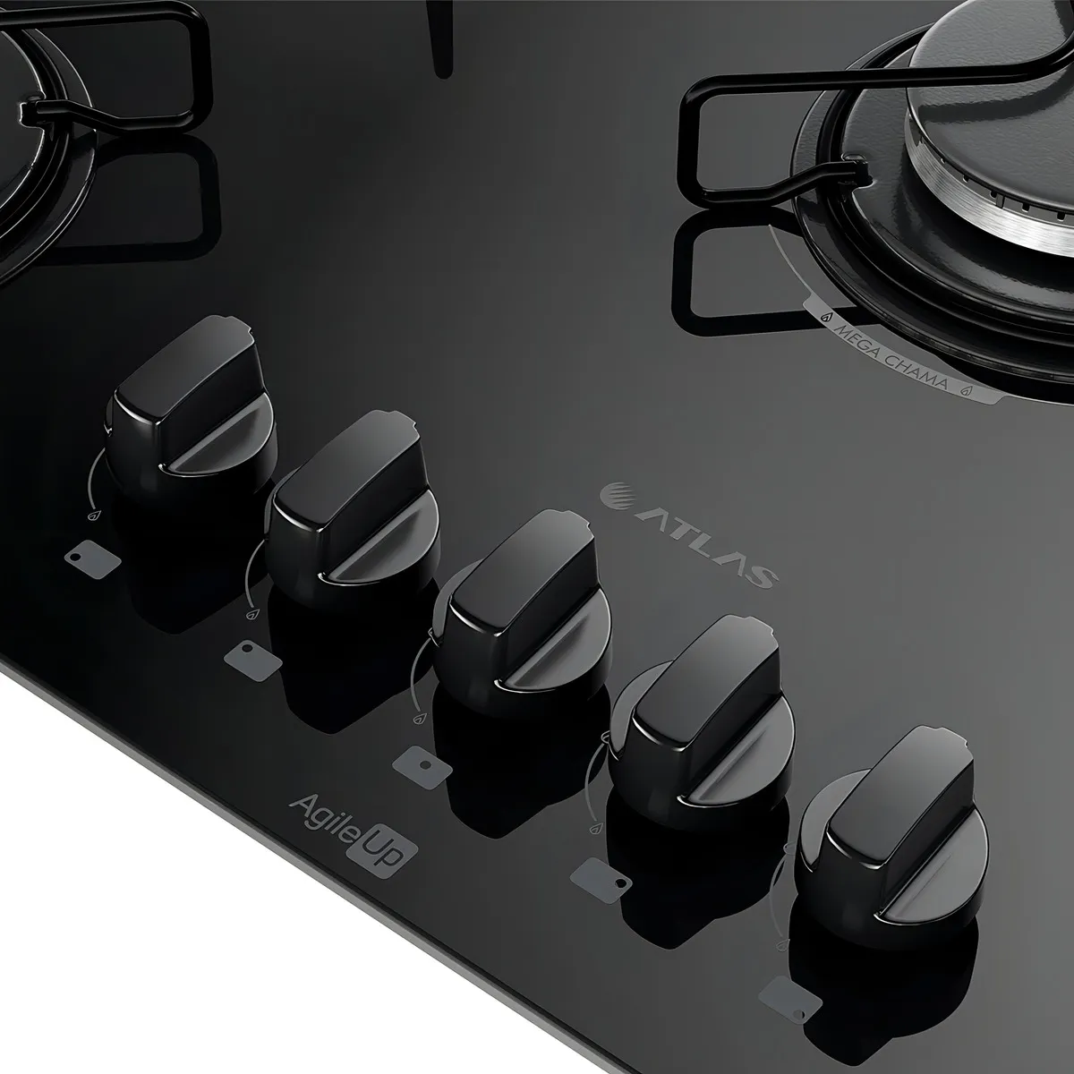 Cooktop 5 Bocas A Gás Atlas Agile Up Mega Chama Preto - Imagem 3