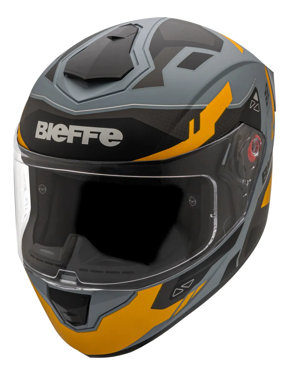 Capacete Bieffe B-12 Avant Cinza Moon Fosco Amarelo - Imagem 3