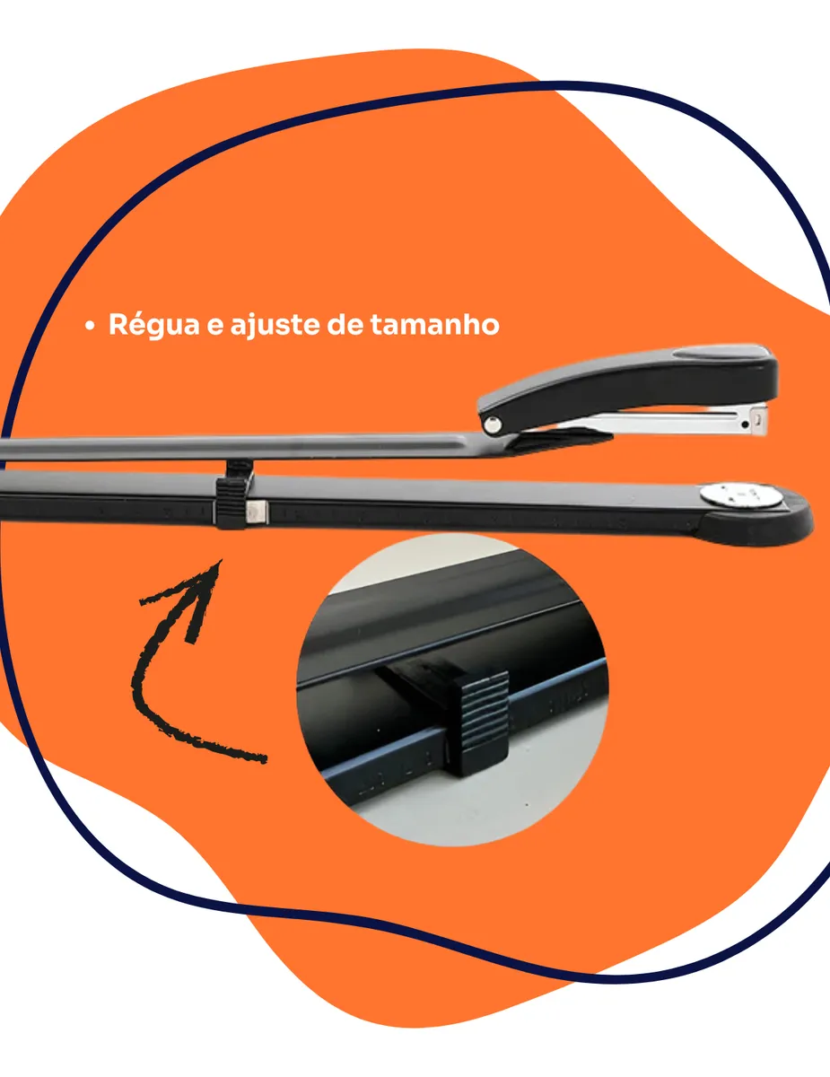 Grampeador Longo Alcance Profissional Folha A4 A3 Livretos Preto - Imagem 3