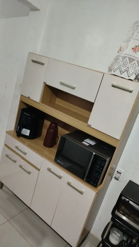 Armário de Cozinha Nicioli Magazin 120 Freijó Off White 7 Portas 1 Gaveta Kit Cozinha Completa MDP - Imagem 3