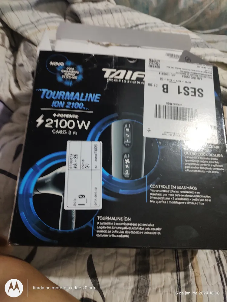 Secador Taiff Tourmaline Íon 2100W – Alta Performance Preto - Imagem 2
