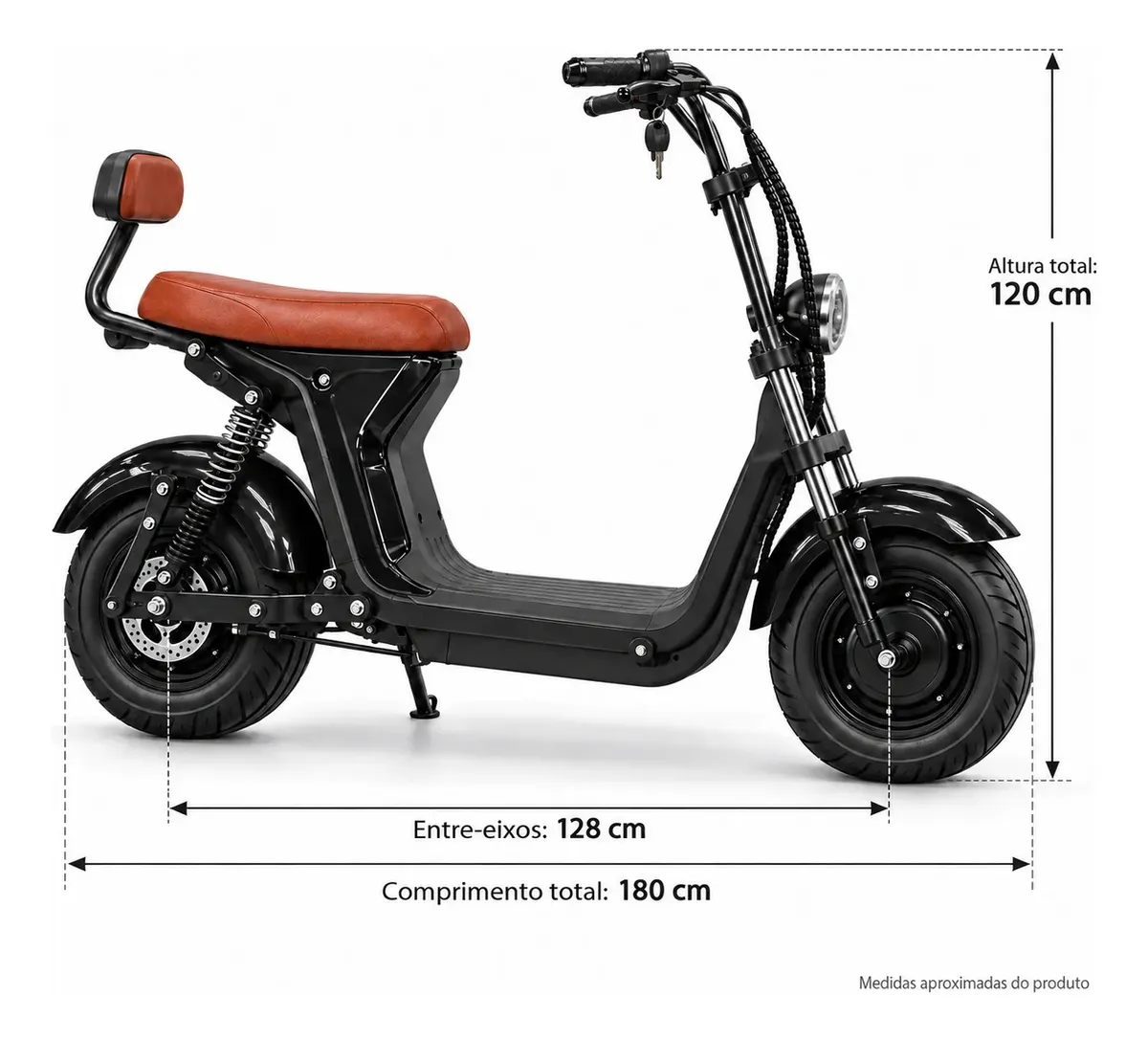 Chopper elétrica preto laranja — ângulo 2