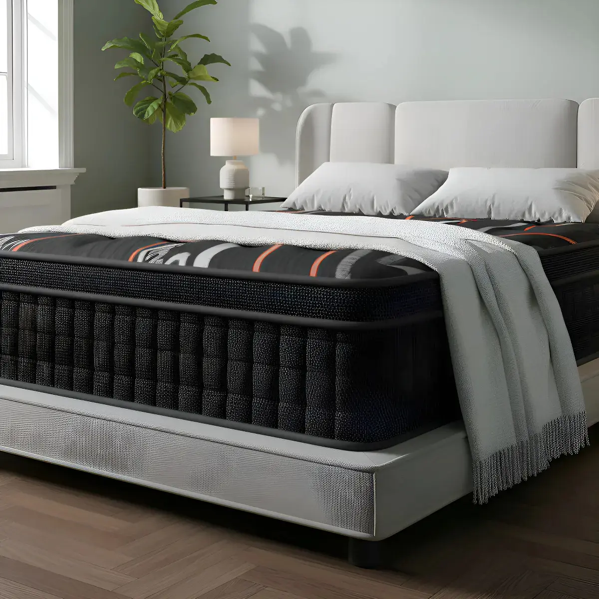 Colchón Dreamfit Ortopédico Matrimonial de Memory Foam y Resorte, Hipoalergénico Negro