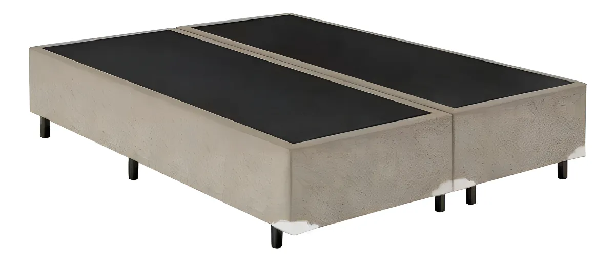 Cama Box Base Casal Bipartida 138x188 Cor Suede Bege