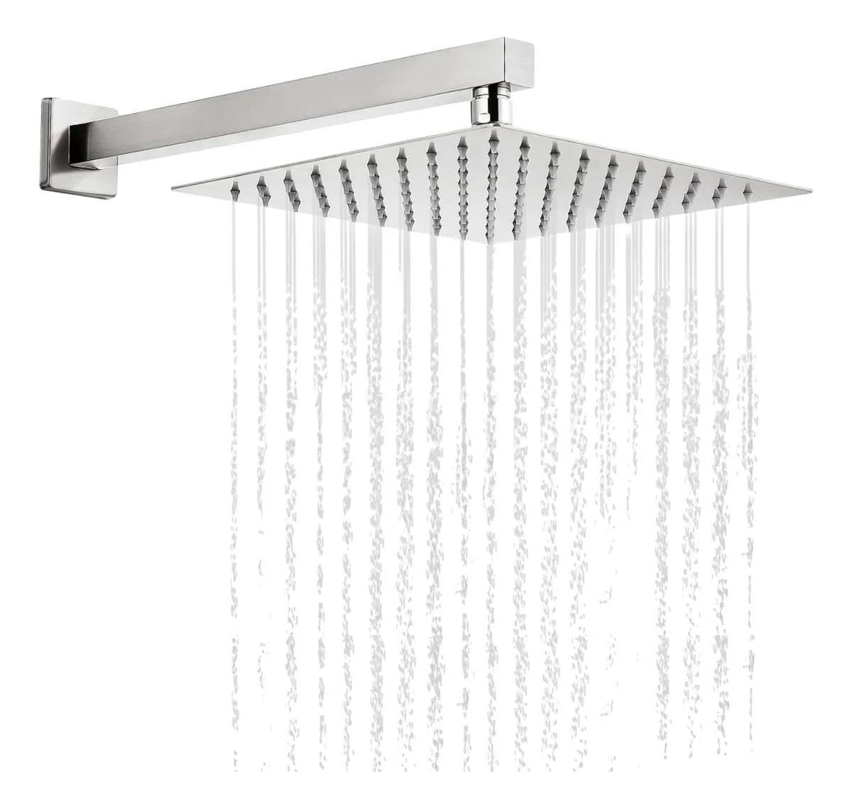 Ducha Fria Aquecedor Solar Gás Quadrada Chuveiro Slim 20x20 Cm Inox Braço 40cm Área Interna e Externa Piscina Jardim Quintal Dazie Metais