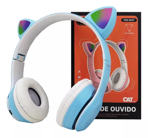 Fone De Ouvido Headphone Orelha De Gato Bluetooth P2 Led - E_IDEIAS ONLINE