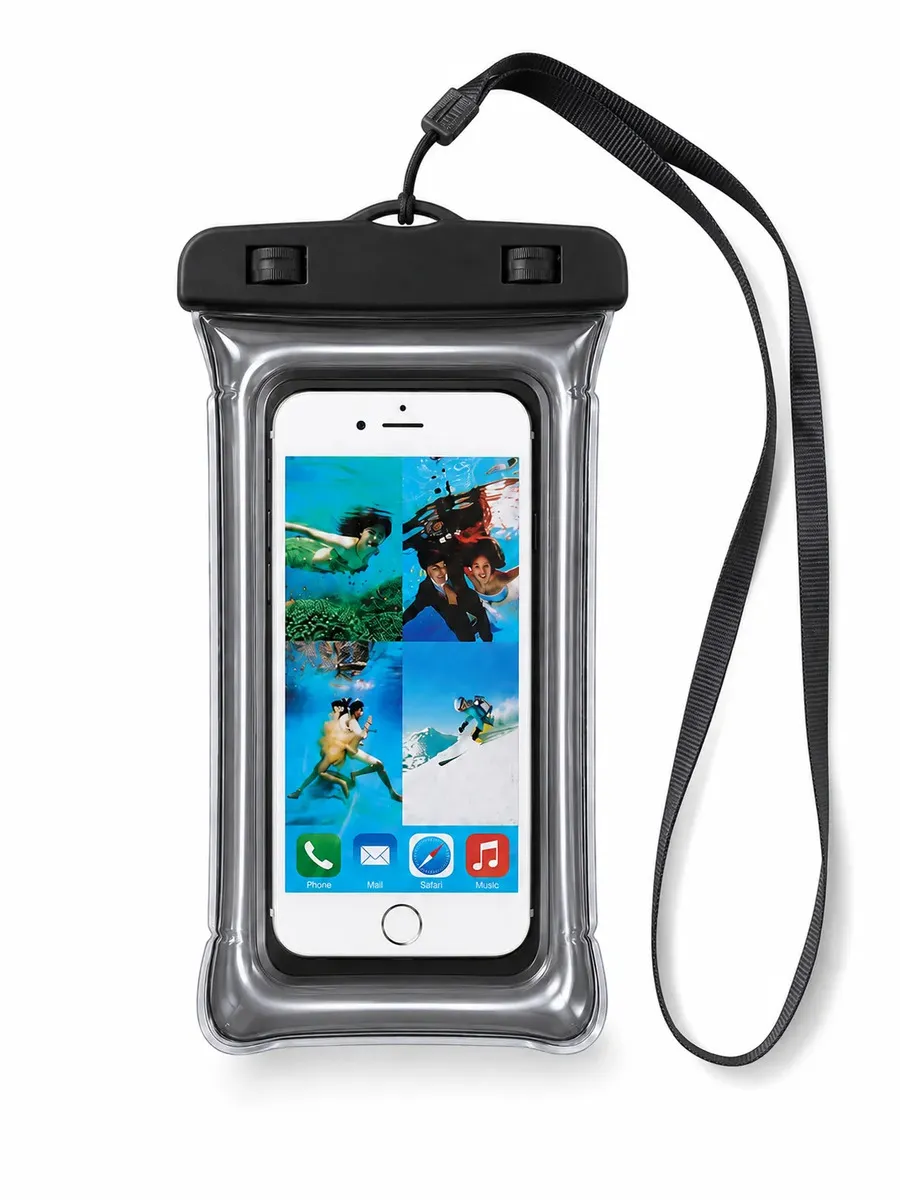Capa Bolsa Impermeável Flutuante para Celular PVC Sensível ao Toque com Vedação Reforçada e Cordão de Pescoço para Praia e Piscina