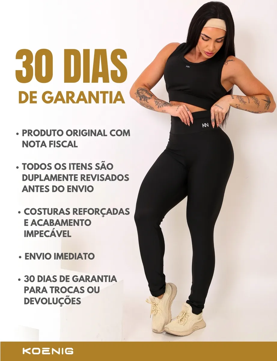 Calça Legging Fitness Zero Transparência Cintura Alta Koenig