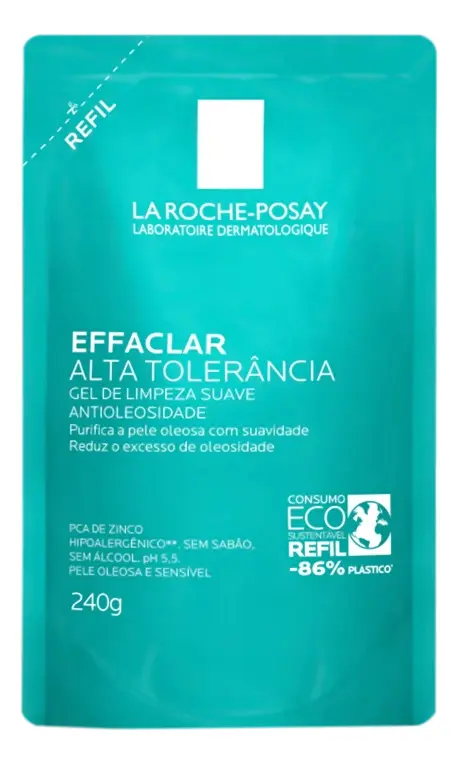 Gel de Limpeza Facial Refil para Peles Mistas a Oleosas e Sensíveis Limpeza Profunda sem Ressecar Effaclar Alta Tolerância Dermatológica La Roche-Posay 240g