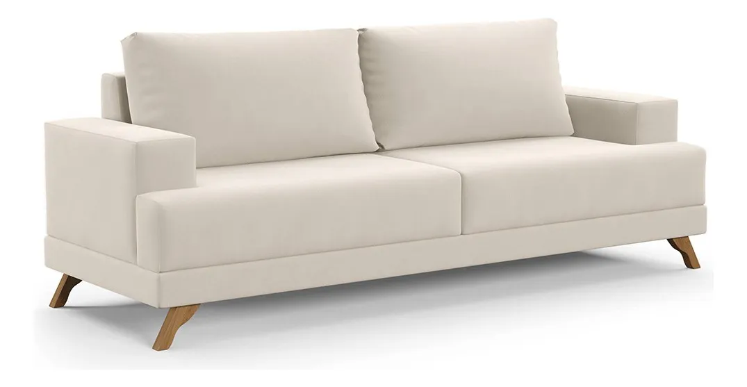 Sofá 3 Lugares Pés Curvos Santi Suede
