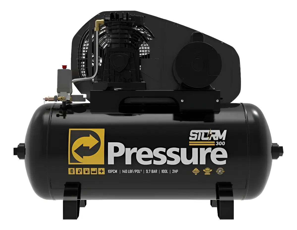 Compressor 10/100l Mono 2cv 140psi Bivolt Storm 300 Pressure