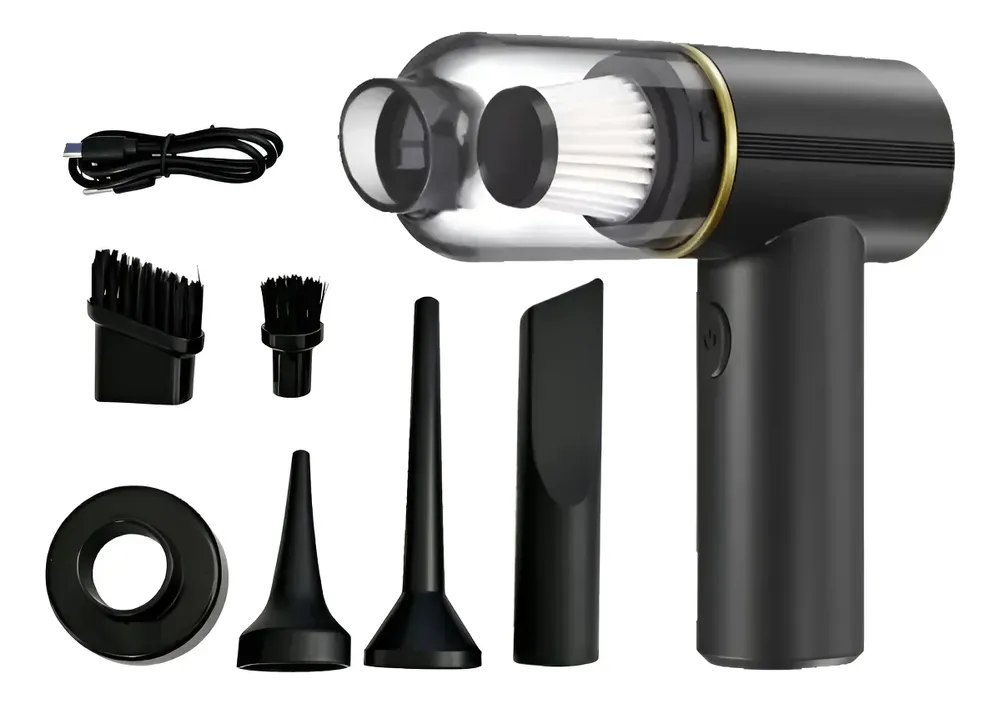 Aspiradora Inalámbrica De Mano Portátil Para Coche Y Hogar Recargable Usb Con Boquillas Negro