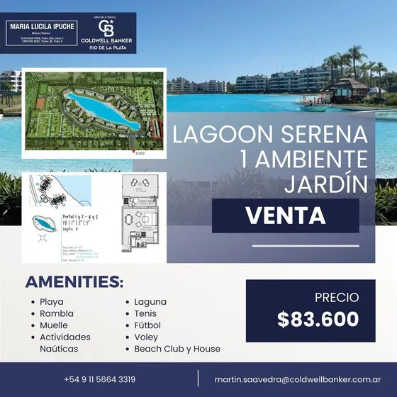 Departamento Monoambiente Planta Baja - Jardín - Edificio Serena 2 - Lagoon Pilar