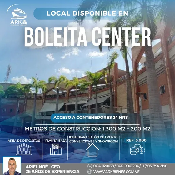 (#1121) Galpón De 1.300m2 + 200m2 En Terrazas Boleita Center / Boleita Outlet, Caracas