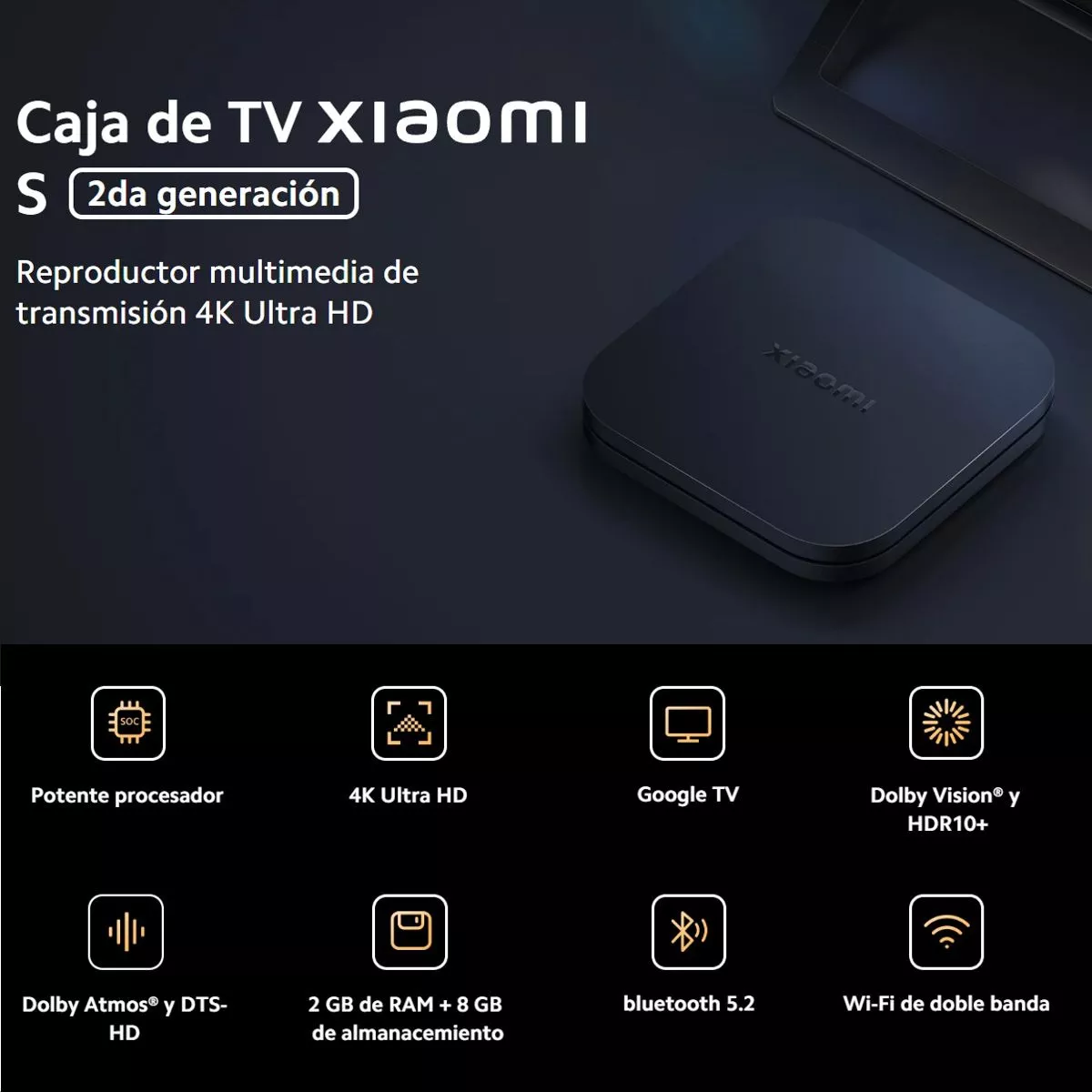 Reproductor Xiaomi TV Box S Segunda Generación Control de Voz con