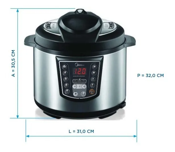 Panela De Pressão Elétrica Midea Ppa72 6 L Preto Cor Inox/Preto Frequência 60 Hz - Imagem 2