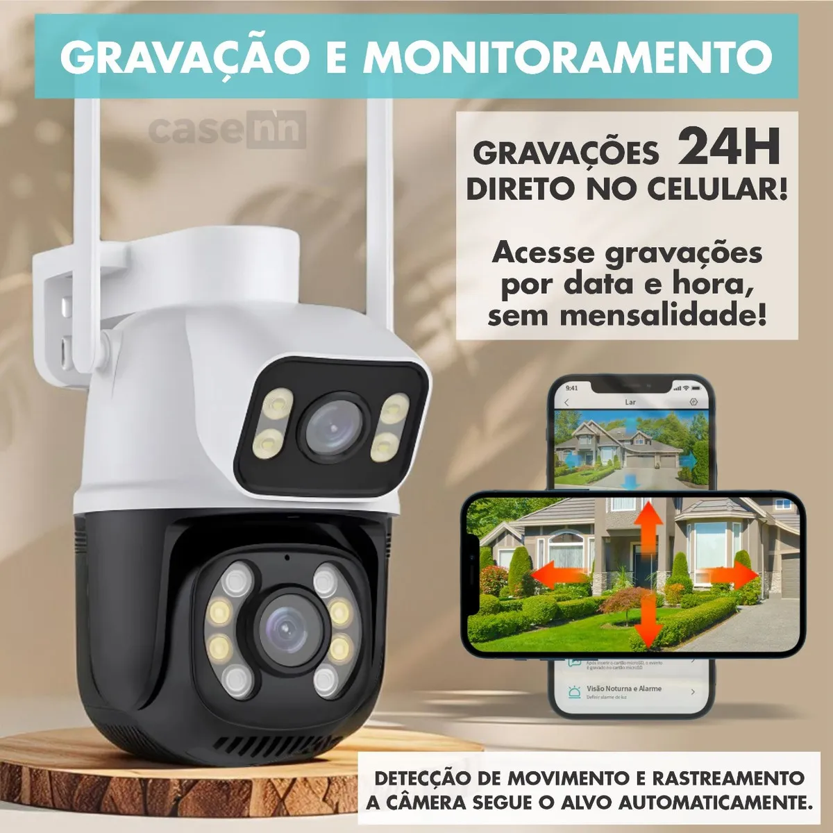 Câmera Segurança Ip Externa Wifi A28 App Icsee Prova Dagua IP66 Dome Lente Dupla Lentes 2 Em 1 Vigilancia Visão Noturna Infravermelho Casenn - Imagem 4